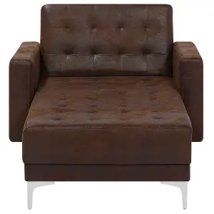 Faux Leather Chaise Lounge Brown ABERDEEN