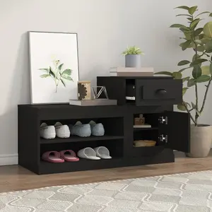 Berkfield Shoe Cabinet Black 100x42x60 cm Engineered Wood