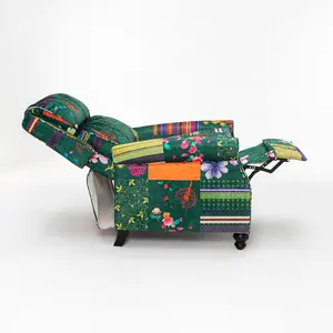 Fabric Green Patchwork Mary Manual Recliner Chair