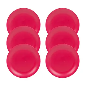 Teal  6 Pcs Unbreakable Reusable Coloured Plastic Dinner Plates Kids Party Tableware Fuschia