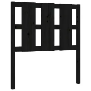 Berkfield Bed Frame with Headboard Black Small Single Solid Wood