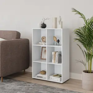 URBNLIVING 91cm Height 6Cube White Wooden Bookcase Shelving Display Storage Unit