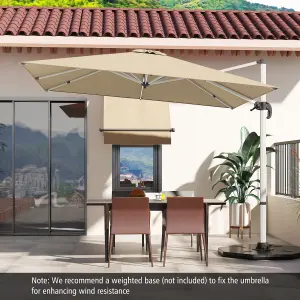 Costway 3M Outdoor Patio Umbrella Square Cantilever Parasol w/ 360 Rotation & Adjustable Tilt