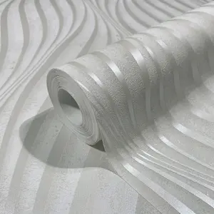 Galerie The New Design Book White Sheen Wave Ribbons Wallpaper Roll