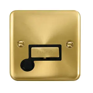 Curved Satin / Brushed Brass 13A Fused Ingot Connection Unit With Flex - Black Trim - SE Home