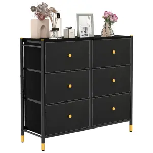 Costway 6 Drawers Dresser Tower Organizer Fabric Storage Chest of Drawers W/ Metal Frame