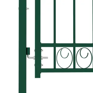 Berkfield Fence Gate with Arched Top Steel 100x125 cm Green