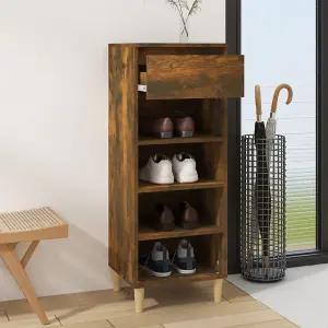 Berkfield Shoe Cabinet Smoked Oak 40x36x105 cm Engineered Wood