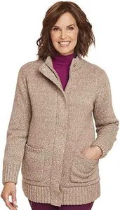 Chums Fleece Lined Zip Cardigan - Natural