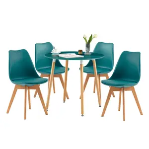 Dex 4 - Person Dining Set Black / Turquoise