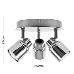 ValueLights Benton Silver Bathroom Ceiling Bar Spotlight and GU10 Spotlight LED 5W Warm White 3000K Bulbs