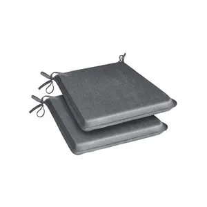 Set of 2 Outdoor Water-Repellent Garden Seat Pads Grey