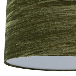 First Choice Lighting Chrome Stick Floor Lamp with Green Crushed Velvet Shade