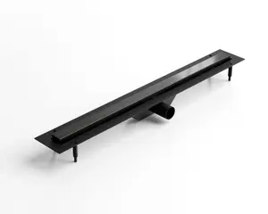 Linear shower drain channel in Black Brushed stainless steel