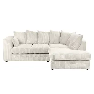 Lennox Jumbo Cord Corner Sofa Right hand facing Chaise cream