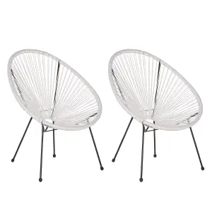 Set of 2 Garden Chairs ACAPULCO II PE Rattan White