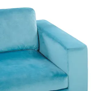 3 Seater Velvet Sofa Light Blue VADSTENA