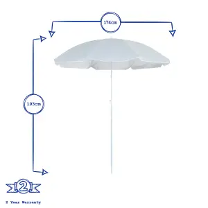 Harbour Housewares - Metal Beach Parasol - 1.74 x 1.93m - Grey