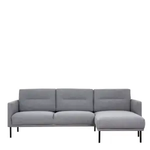 Larvik Chaiselongue Sofa (RH) - Grey - Black Legs