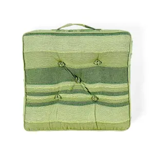 Homescapes Morocco Striped Cotton Floor Cushion Green