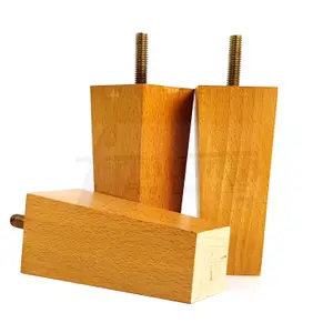 4 x SOLID WOOD FURNITURE FEET 100mm HIGH REPLACEMENT FURNITURE LEGS SOFAS CHAIRS STOOLS M10 Oak