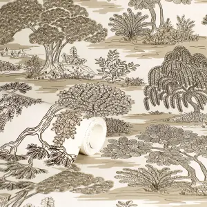 Fine Decor Zen Toile Natural Wallpaper