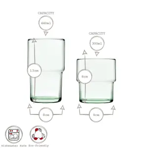 Pasabahce 8pc Aware Hill Recycled Stacking Glassware Set - Green