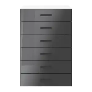 Atomia Freestanding Gloss anthracite & white 6 Drawer Chest of drawers (H)1125mm (W)750mm (D)450mm