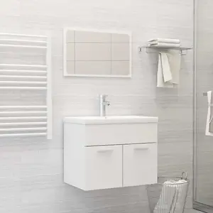 Berkfield 2 Piece Bathroom Furniture Set White Engineered Wood