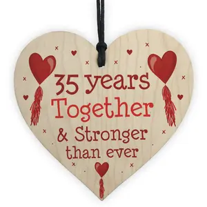 35th Anniversary Gift Wood Heart Perfect Gift For Husband And Wife Him Her Keepsake