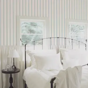 Galerie Simply Stripes 3 Cream Blue Regency Stripe Smooth Wallpaper