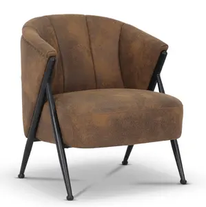 Faux Leather Suede Brown Viviana Accent Chair