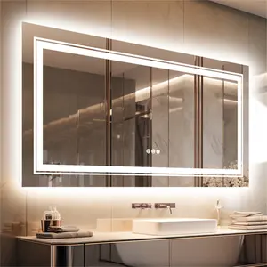 LED Illuminated Bathroom Mirror Fog Free Touch Sensor 80cm H x 120cm W