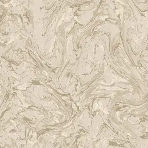 Holden Liquid Marble Swirl Effect Glitter Metallic Shimmer Textured Wallpaper Taupe 50435