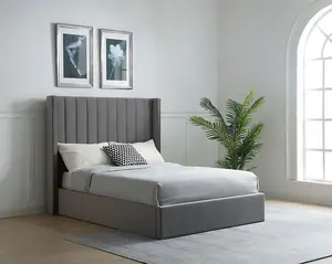 Parker Multilift Ottoman Bed Super King Grey Velvet (4 Box) In Athena Grey Velvet