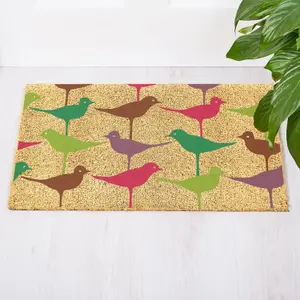 Coco & Coir Door Mats Indoor Outdoor Non Slip Bold Bird Design Entrance Welcome Mat 40cm x 60cm BIRDIE