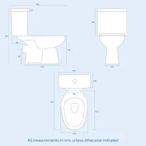 Nes Home Close Coupled Round Toilet with Seat White