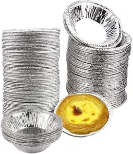 100 Pcs Foil Trays Muffin Cases Foil Bun Cases Tin Foil Trays Foil Pie Trays Cake Tins Mini Egg Tart Cases Small Foil Pie Dishes Tart Foils Pastry