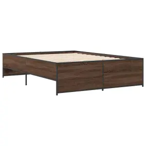 Berkfield Bed Frame without Mattress Brown Oak 140x190 cm