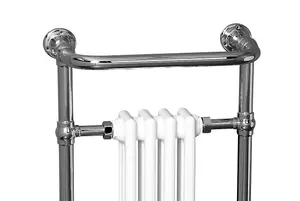 Rinse Traditional Victorian 952x479mm Heated Towel Rail Bathroom Radiator Chrome & White