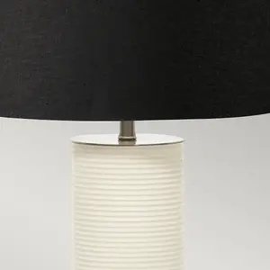 Luminosa Ripple Table Lamp with Round Shade, White with Black Shade