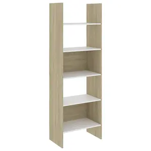 Berkfield Book Cabinet White and Sonoma Oak 60x35x180 cm Engineered Wood