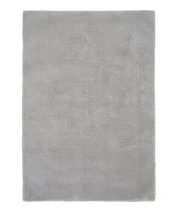 Silver Shaggy Modern Plain Easy to clean Rug for Dining Room Bed Room and Living Room-200cm X 290cm