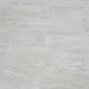 Soft travertine Light Grey Gloss Stone effect Ceramic Wall Tile Sample