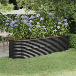 Berkfield Garden Planter Powder-coated Steel 296x80x68 cm Anthracite