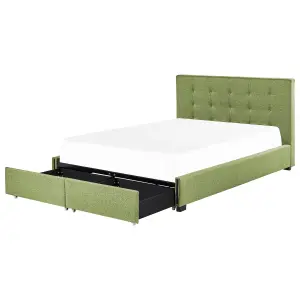 Fabric EU Super King Size Bed with Storage Green LA ROCHELLE