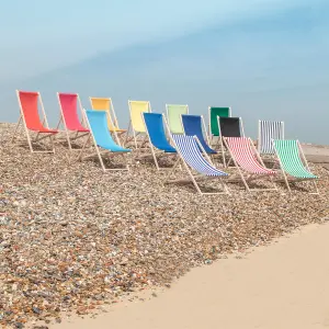 Harbour Housewares - Folding Wooden Deck Chairs - Red/Blue - Pack of 2