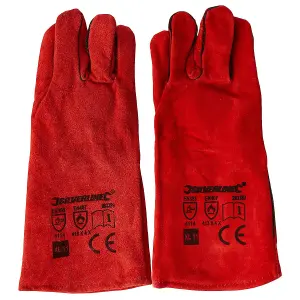 Silverline Welders Gauntlets 282389 Red Welding Safety Gloves 330mm