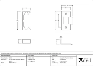 From The Anvil Polished Bronze  1/2" Rebate Kit for Tubular Mortice Latch