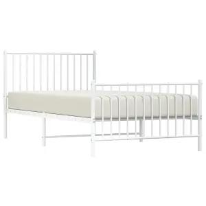 Berkfield Metal Bed Frame with Headboard and Footboard White 100x200 cm